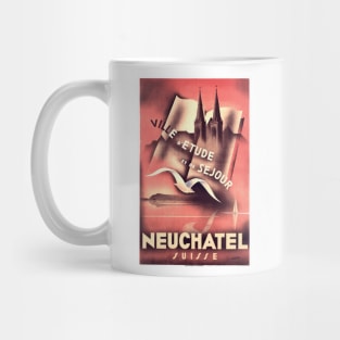 Neuchatel, Switzerland - Vintage Travel Poster Design Mug